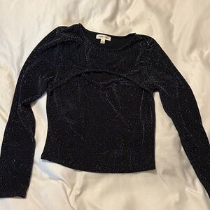 Moa Moa  Black Sparkle Long Sleeve Top